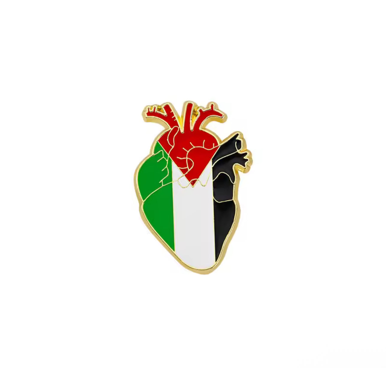Pin formet som et hjerte med Palestina-motiv