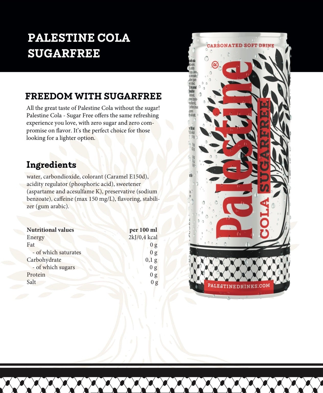 Palestine Cola sukkerfri cola i boks