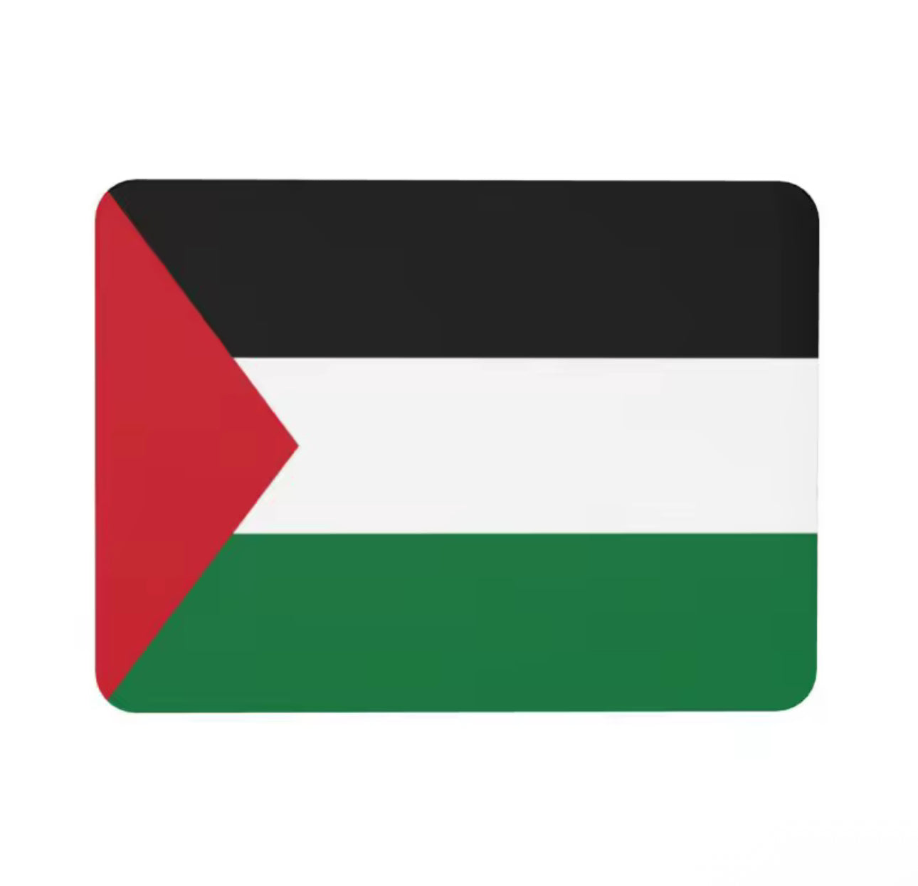 Magnet med det palestinske flagget i rødt, svart, hvitt og grønt.
