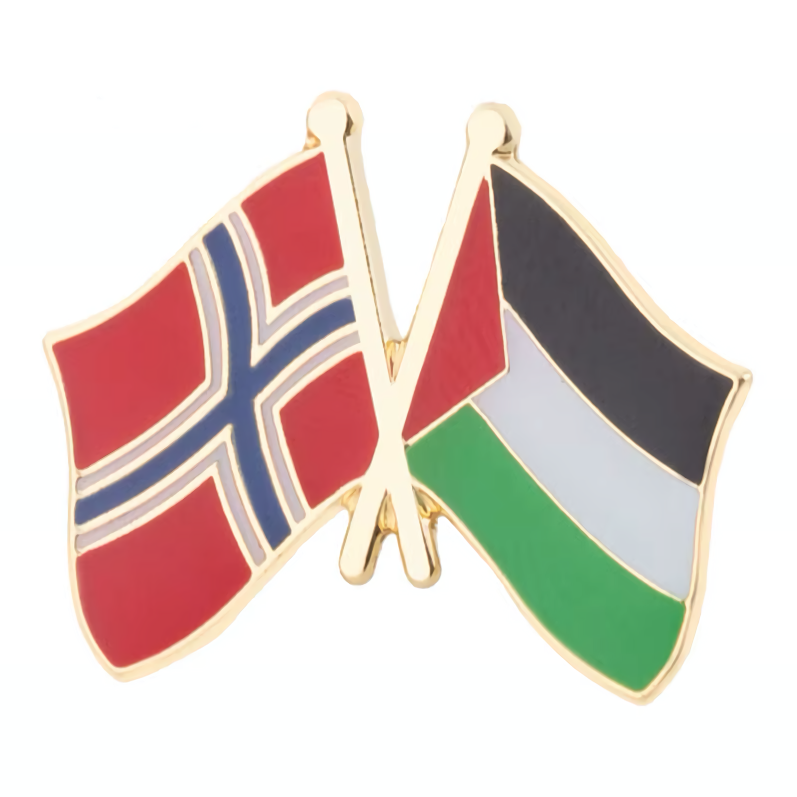 Vennskapspin med Norge- og Palestina-flagget