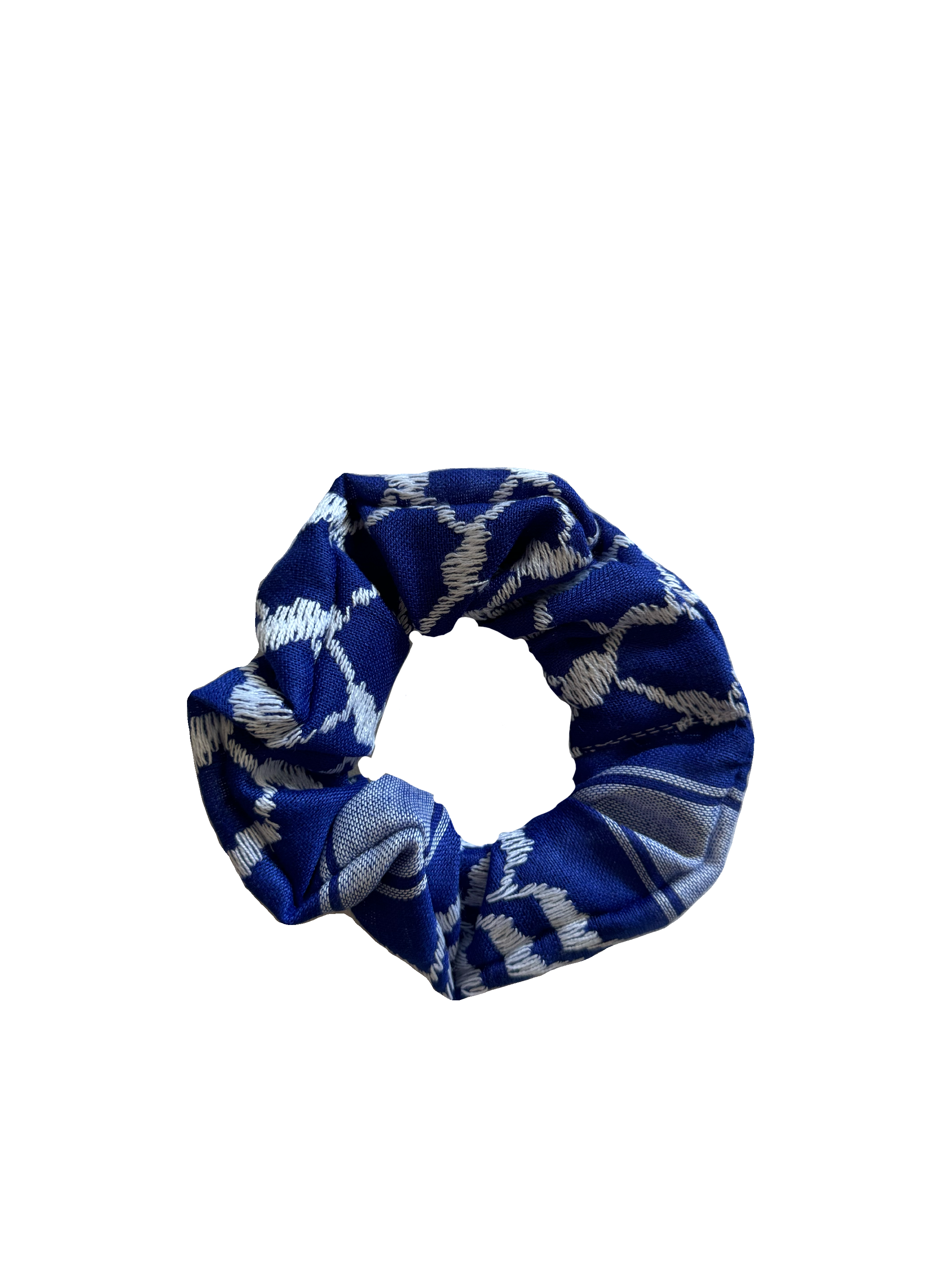 Scrunchie med kufiyeh-mønster i blå toner