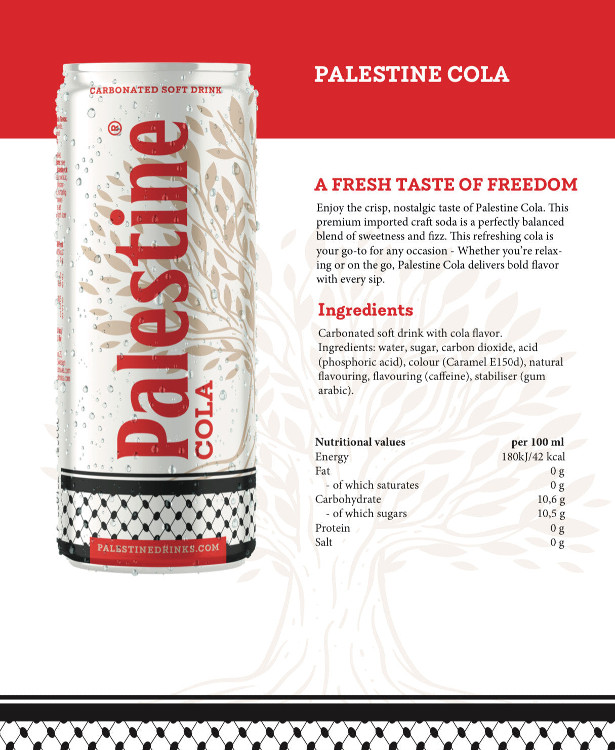 Palestine Cola kullsyreholdig brus i boks